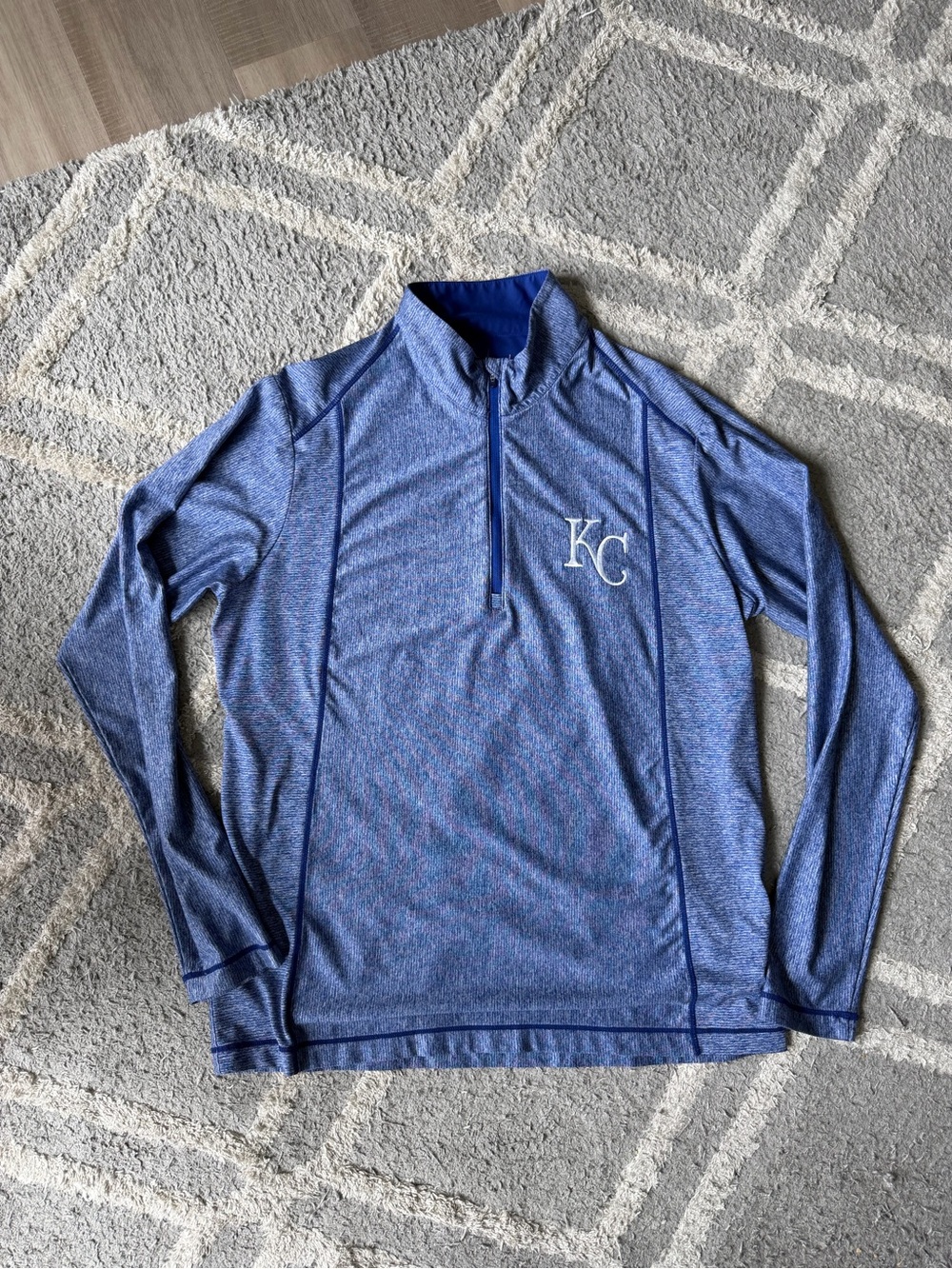 Antigua KC Royal Blue Heather Lightweight Quarter-Zip Shirt Jacket